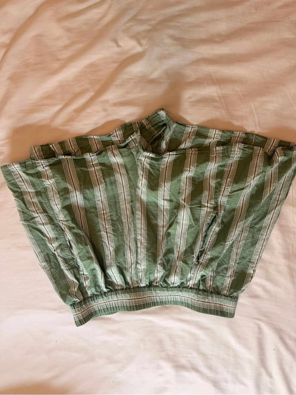 Free People Green Striped Women's Shorts Set (L shorts M top) - Picture 4 of 4